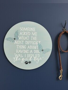 Hand Painted Wood Dog Memorial Sign - "The Good-Bye" Pet Loss Gift 15"